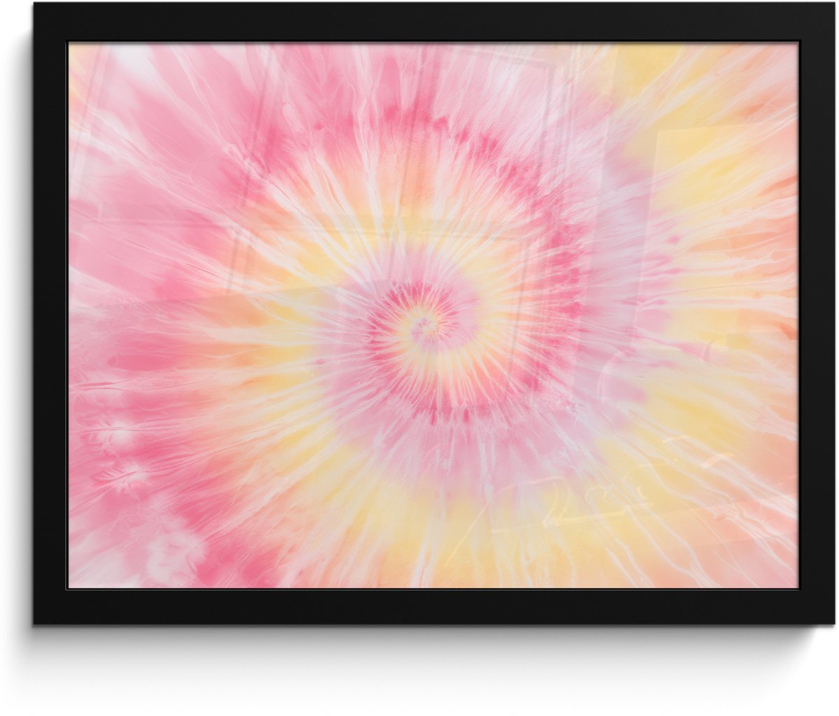 FrameYourWall Poster in lijst - Fotolijst 40x30 cm - Posters - Patroon - Tie Dye - Pasteltinten - Roze - Posterlijst zwart - Decoratie - Wanddecoratie woonkamer - Muurdecoratie slaapkamer Multicolor