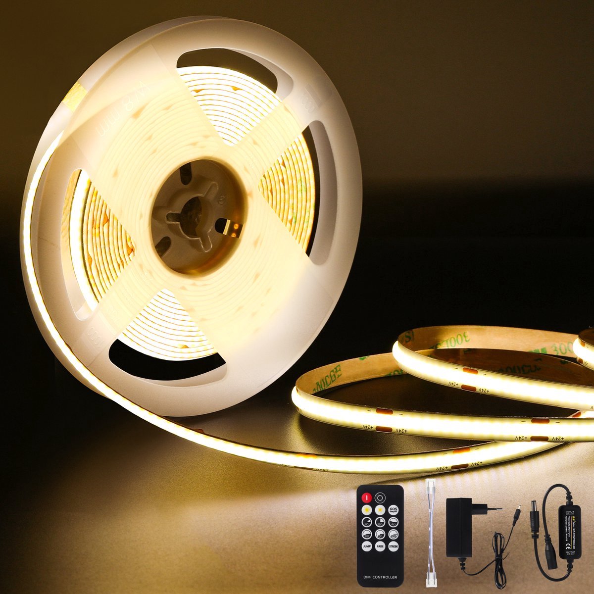 Amdelne LED Strip - 5 Meters 320LED/m DC24V 36W 3960LM 4000K - Met RF Afstandsbediening