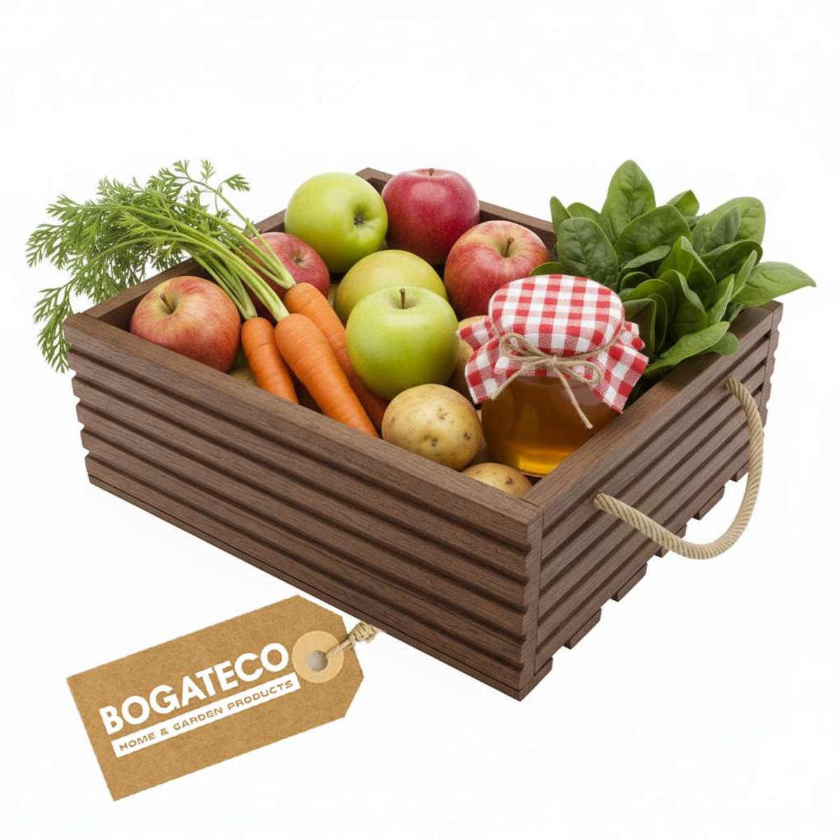 BOGATECO Houten kist Natuur 40x35x14,5 cm Houten kist Decoratie Houten doos Fruitkist Groentekist Houten kist voor opslag Opbergdoos Kist Hout Cadeau Decoratie Wijnkist DONKERBRUIN