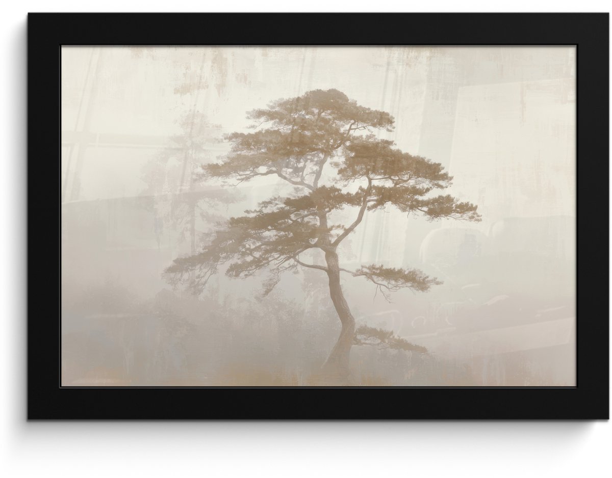 FrameYourWall Poster in lijst - Fotolijst 30x20 cm - Posters - Boom - Oosterse stijl - Landschap - Posterlijst zwart - Decoratie - Wanddecoratie woonkamer - Muurdecoratie slaapkamer Boom - Landschap