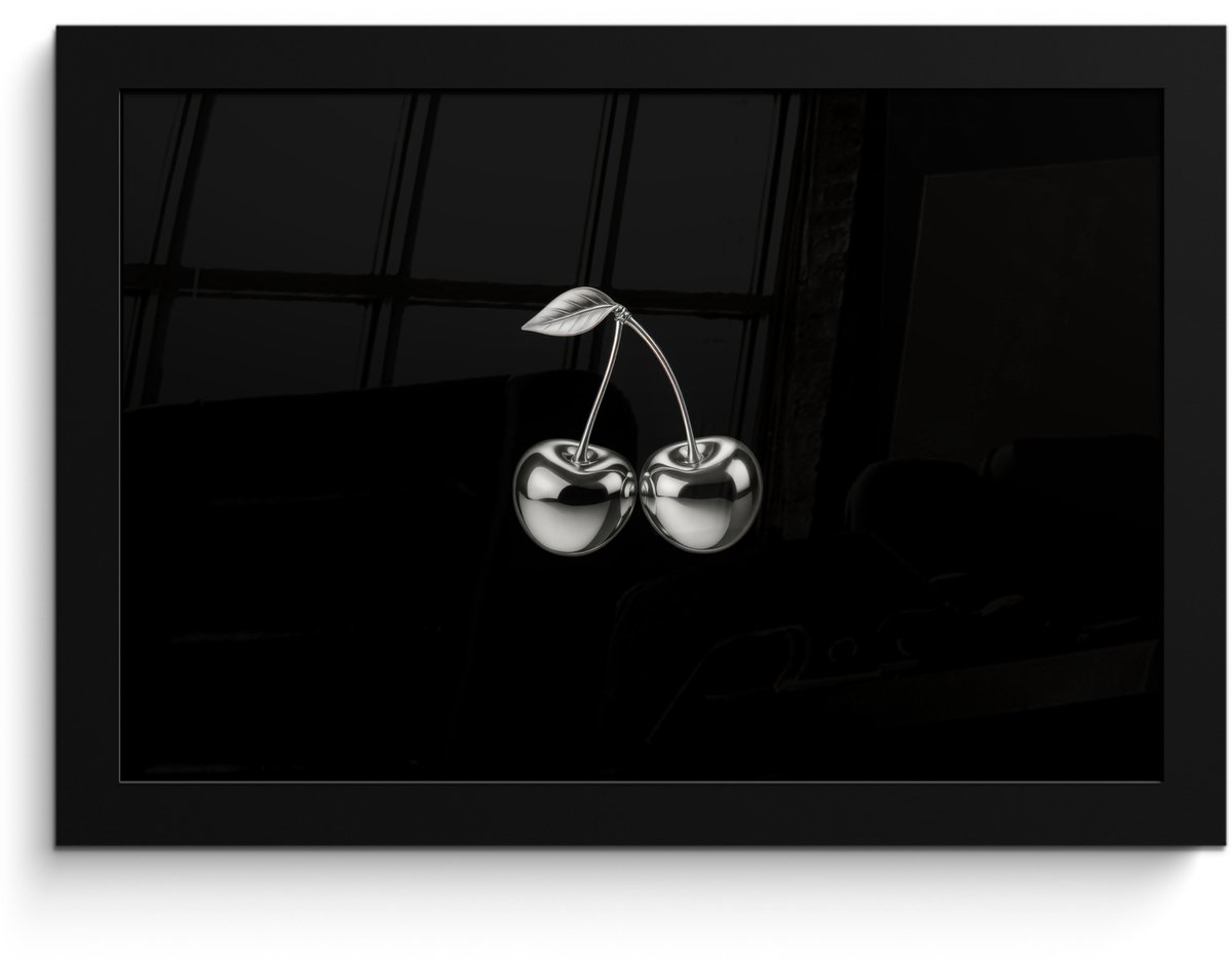 FrameYourWall Poster in lijst - Fotolijst 30x20 cm - Posters - Kers - Luxueus - Metallic - Posterlijst zwart - Decoratie - Wanddecoratie woonkamer - Muurdecoratie slaapkamer