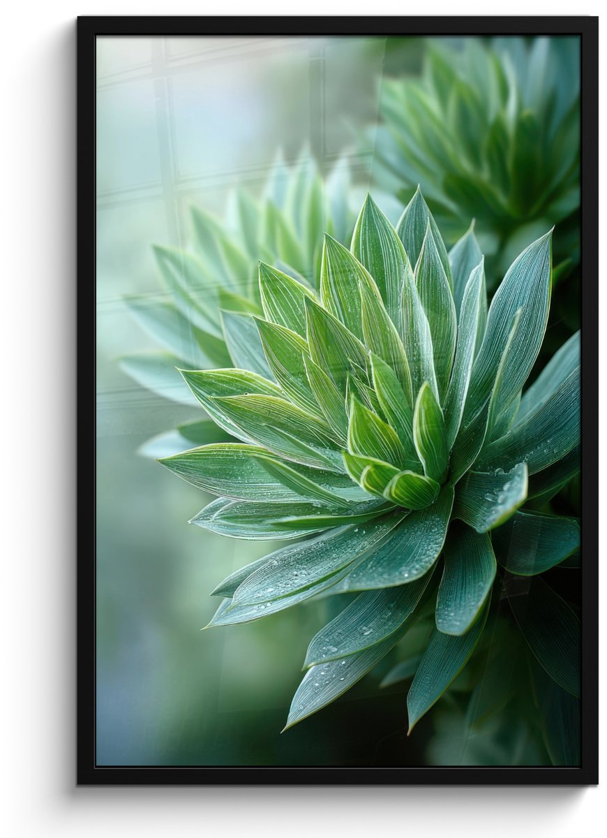 FrameYourWall Poster in lijst - Fotolijst 60x90 cm - Posters - Blad - Plant - Groen - Textuur - Posterlijst zwart - Decoratie - Wanddecoratie woonkamer - Muurdecoratie slaapkamer