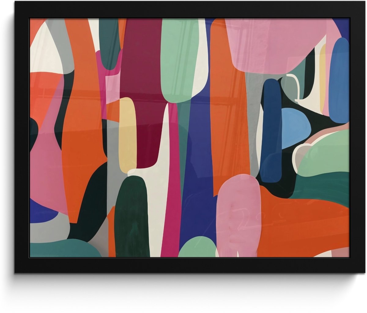 FrameYourWall Poster in lijst - Fotolijst 40x30 cm - Posters - Vormen - Ritmisch - Kleuren - Abstract - Posterlijst zwart - Decoratie - Wanddecoratie woonkamer - Muurdecoratie slaapkamer Vormen - Kleurrijk
