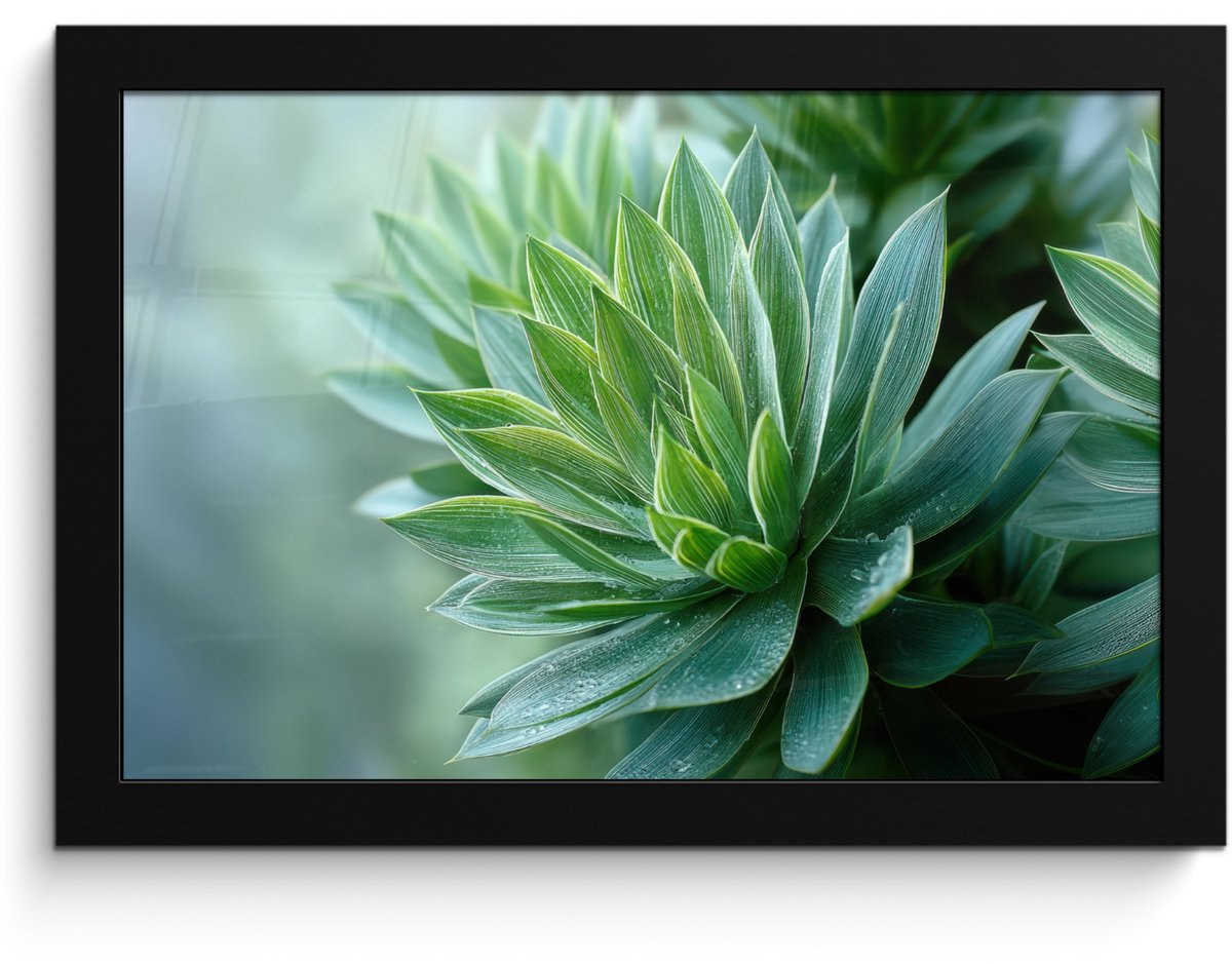FrameYourWall Poster in lijst - Fotolijst 30x20 cm - Posters - Blad - Plant - Groen - Textuur - Posterlijst zwart - Decoratie - Wanddecoratie woonkamer - Muurdecoratie slaapkamer