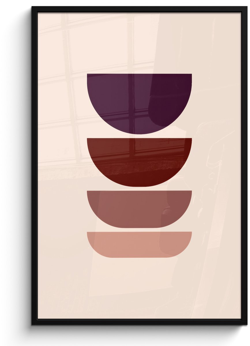 FrameYourWall Poster in lijst - Fotolijst 80x120 cm - Posters - Harmonieus - Symmetrisch - Rood - Posterlijst zwart - Decoratie - Wanddecoratie woonkamer - Muurdecoratie slaapkamer