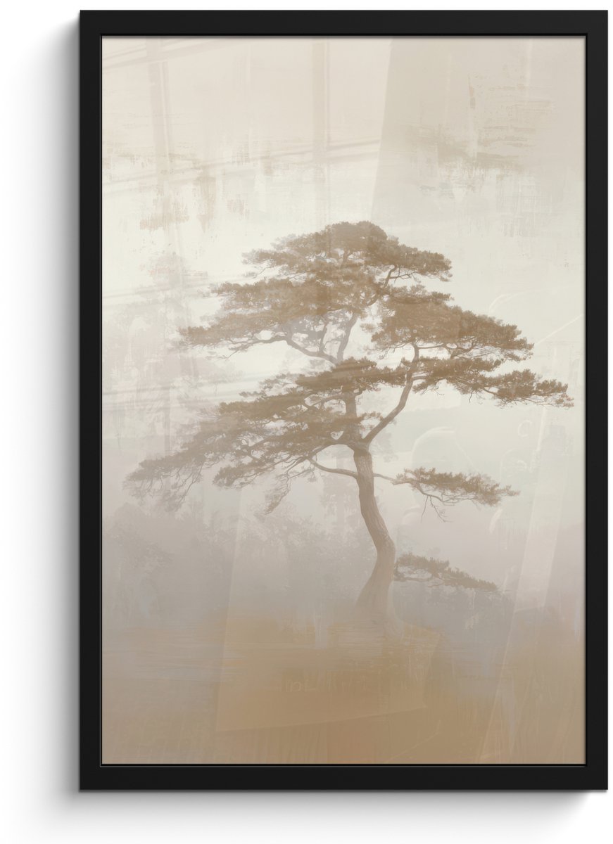 FrameYourWall Poster in lijst - Fotolijst 40x60 cm - Posters - Boom - Oosterse stijl - Landschap - Posterlijst zwart - Decoratie - Wanddecoratie woonkamer - Muurdecoratie slaapkamer Boom - Landschap