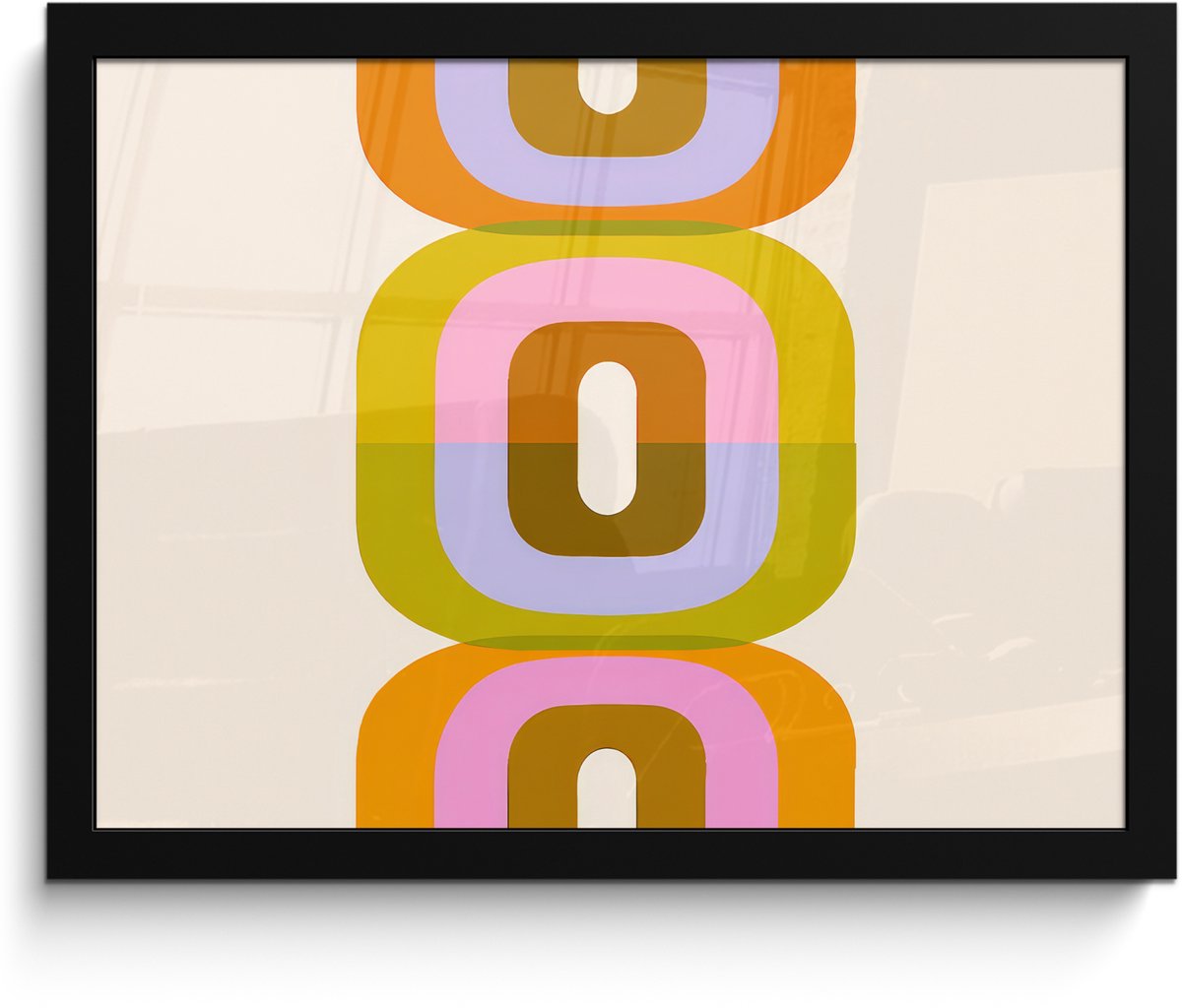FrameYourWall Poster in lijst - Fotolijst 40x30 cm - Posters - Stapel - Vormen - Geblokt - Oranje - Posterlijst zwart - Decoratie - Wanddecoratie woonkamer - Muurdecoratie slaapkamer