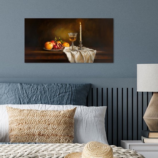 Affiche 40x20 cm - Fruits - Nature morte - Vin - Bougie - Posters - Décoration chambre - Décoration murale salon - Décoration murale chambre