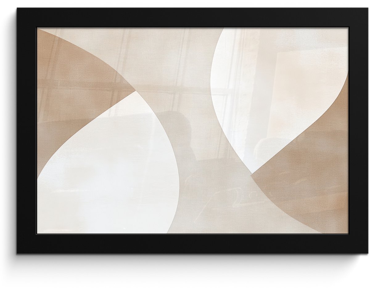 FrameYourWall Poster in lijst - Fotolijst 30x20 cm - Posters - Bruin - Japandi - Abstract - Posterlijst zwart - Decoratie - Wanddecoratie woonkamer - Muurdecoratie slaapkamer Japandi - Vlakken