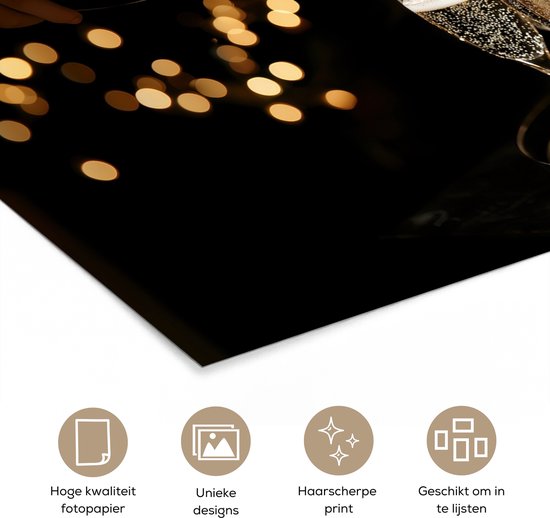 Affiche 150x75 cm - Lumières - Champagne - Plateau - Verres - Posters - Décoration murale cuisine - Décoration murale salon - Accessoires décoratifs - Décoration murale chambre