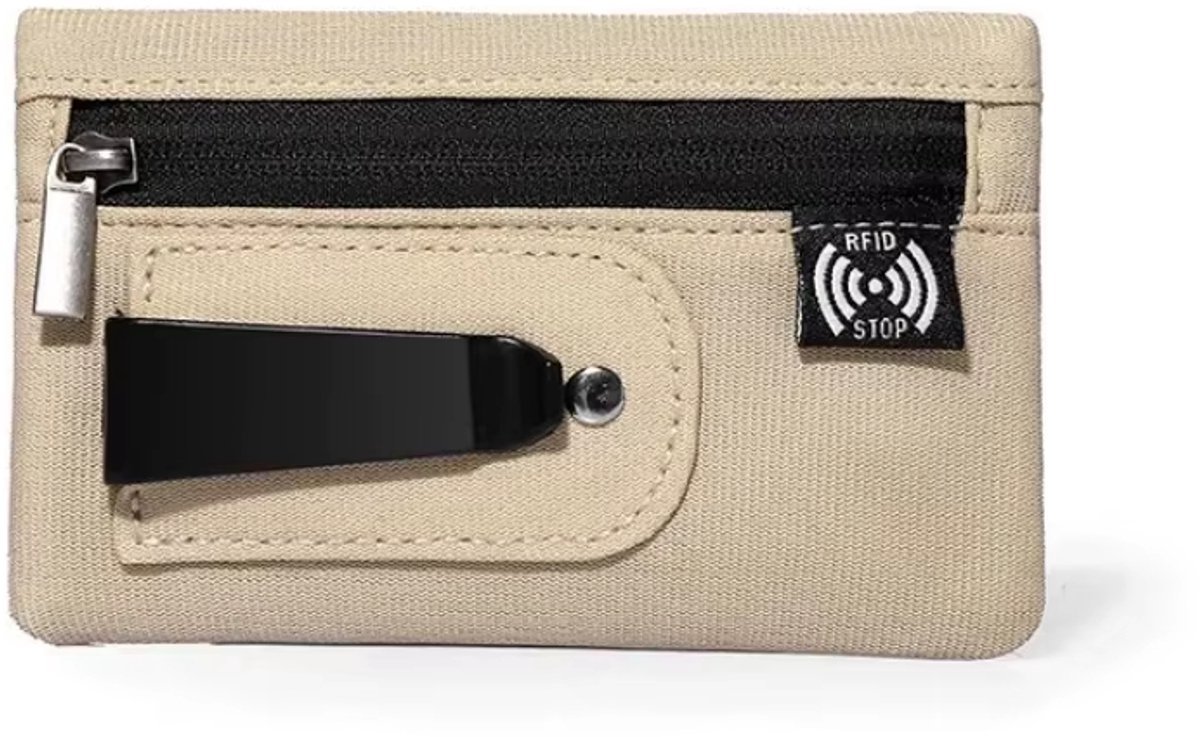 RFID-blokkerende Heren Portemonnee – Slanke Nylon Creditcardhouder met Rits, Sleutelvak en Riemclip | Tactische Pasjeshouder Anti-diefstal