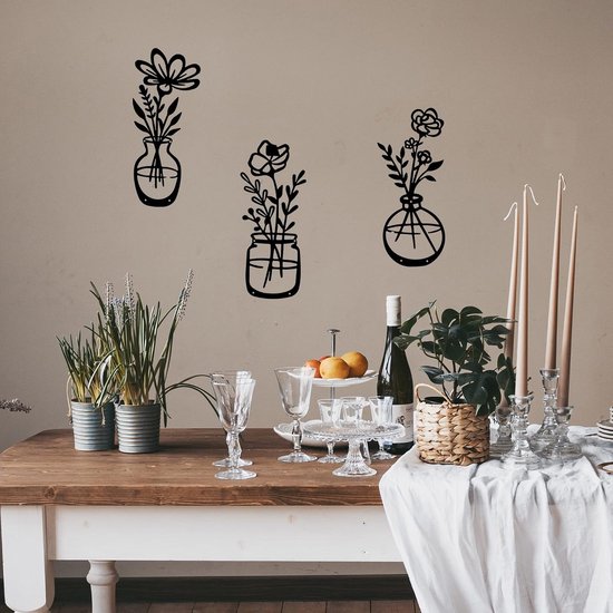 DUOOLN Metalen bloemen muurkunst decor, minimalisme bloem