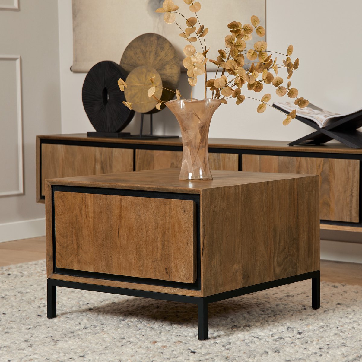 Meubels4nu - Salontafel RichWood - Vierkant - 60x60cm - Mangohout - Bruin - Bijzettafel - Koffietafel - 60x60 - Snelle levering
