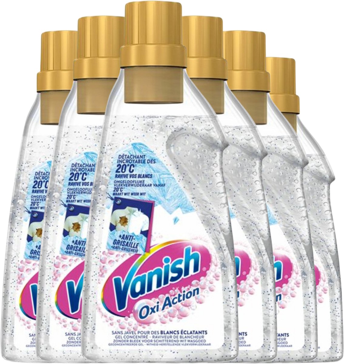 Vanish Oxi Action Whitening Booster Gel 750ml x 6 - Voordeelverpakking