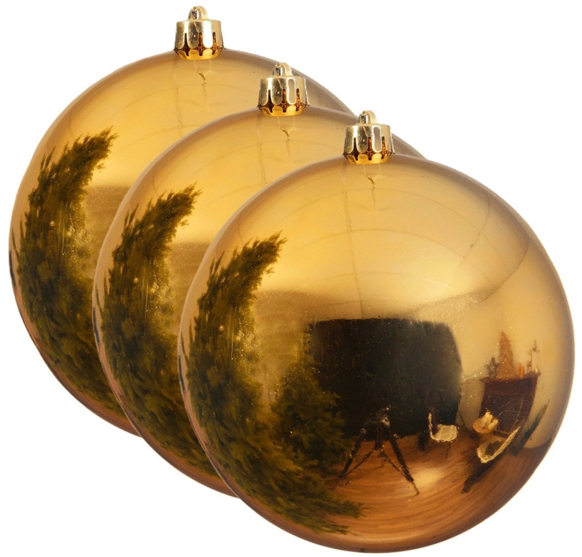 Gouden kunststof kerstbal van 25 cm met glansfinish en mega formaat - Decoris kerstversiering.