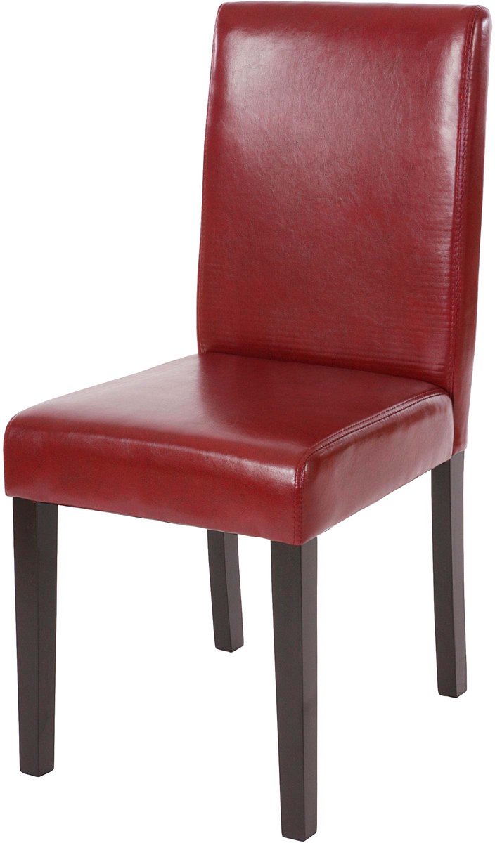 MCW Eetkamerstoel Littau, keukenstoel, kunstleer ~ rood, donkere poten