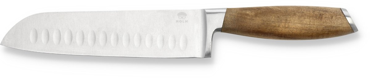 HOLM Santokumes - 33 cm - RVS en FSC Gecertificeerd Acaciahout - Keukenmes - Officemes