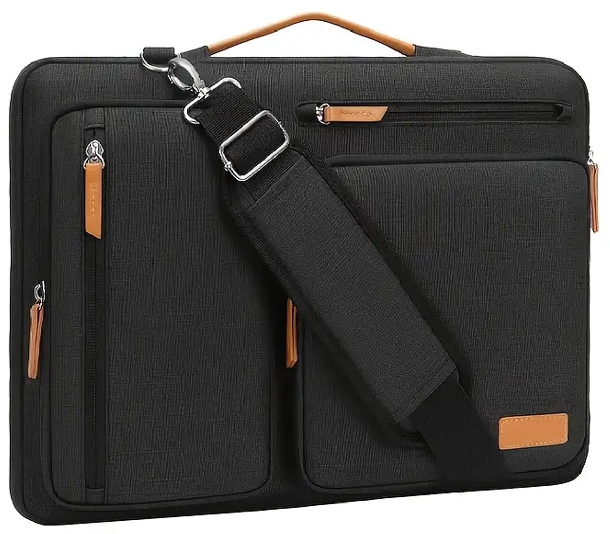 Professionele laptoptas met verstelbare schouderband - Lichtgewicht laptoptas met rits, meerdere compartimenten en ritsvakken - Laptoptas (zwart)