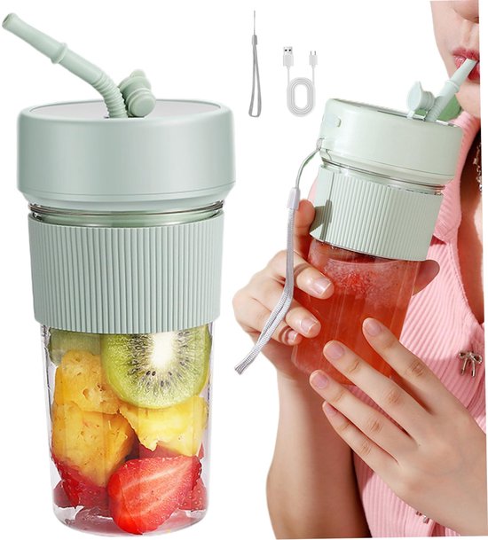 QTTVBTNA -Draagbare Smoothie Blender - USB Oplaadbaar - 350 ml - Mini Blender voor Shakes, Sappen & Babyvoeding van QTTVBTNA — afbeelding 4