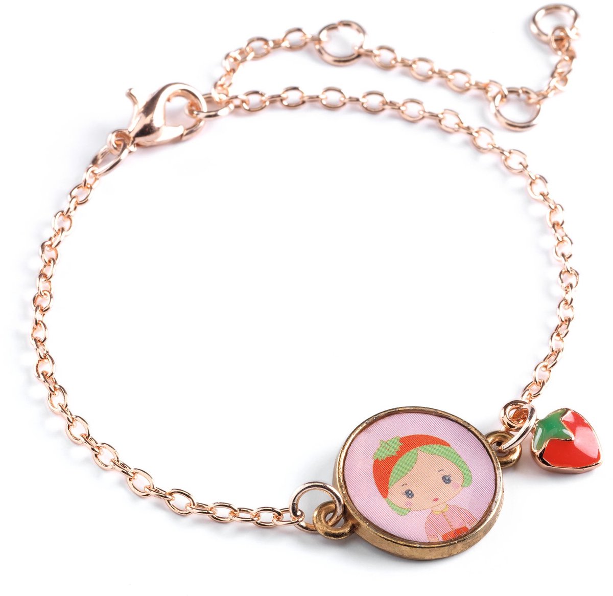 Djeco armband tinyly Berry - goudkleurig kindersieraad met bedel.