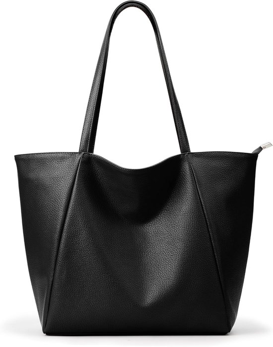 KALIDI Handtas voor dames, grote shoppertas voor dames, PU-leer, waterdichte tassen met hengsel en ritssluiting voor werk, reizen, winkelen, school, 50 x 30 x 12 cm