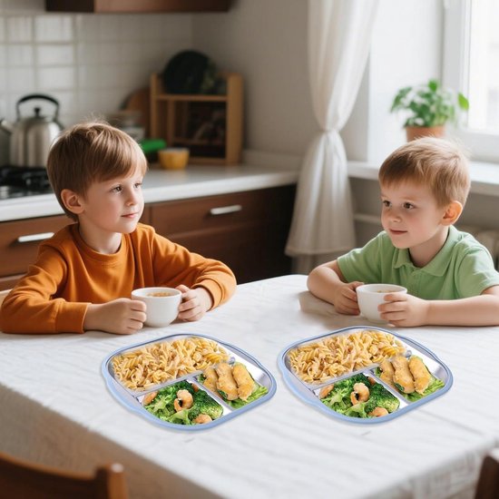 KATIMI 2 stuks babyborden met zuignap roestvrij staal, gedeeld KATIMI 2 stuks babyborden met zuignap roestvrij staal, gedeeld