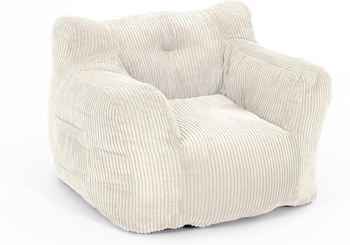 Comfortabele Ergonomische Zitzak voor Volwassenen - Beige Zitzakstoel met Draagbaar Handvat voor Woonkamer en Slaapkamer