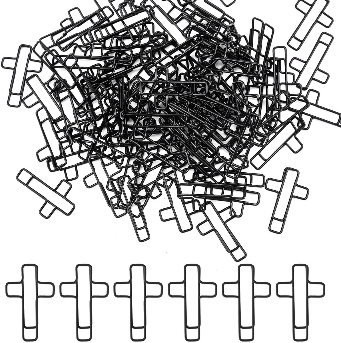 100 Stuks Kruisvormige Paperclips, Paperclip in de Vorm van Een Kruis Een Bijbel Christelijke Pagina Markers Accessoires voor Bijbelstudie voor Vrouwen en Mannen Christelijk Cadeau (Zwart)
