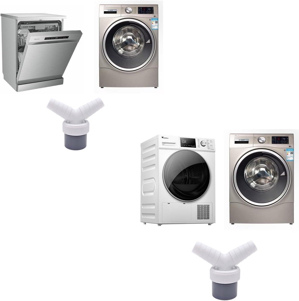3-weg kraan met aansluiting voor wasmachine, 1/2 inch, 2 stuks