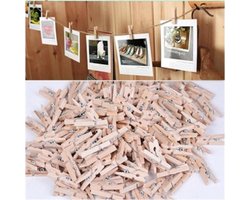 Kleine houten mini knijpers - 50 STUKS - Knijpertjes - Fotoknijpers - Geboorte wasknijpers - 2.5 CM - Kaartknijpers - Foto knijpers - Knijper om foto's aan op te hangen - Fotohouder - Knijpers