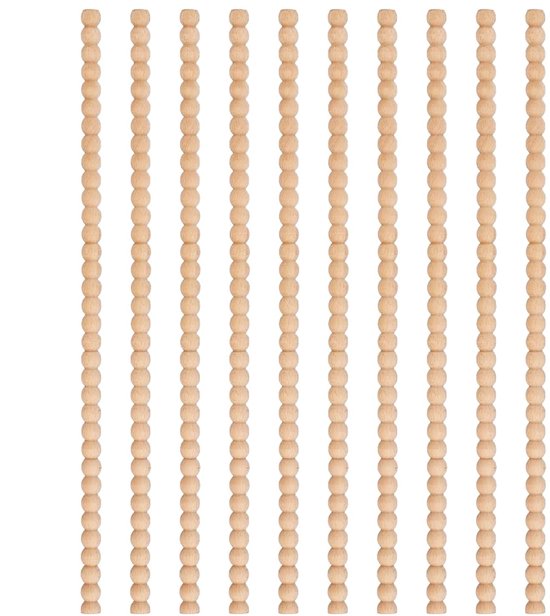Houten kralen - Houten decoratie op een rol - Lengte 4 m - 14 × 7 mm - Onafgewerkte 3D-kraalvorm - Decoratieve houten decoratie voor knutselwerkjes, kasten, muren, meubels en wandpanelen