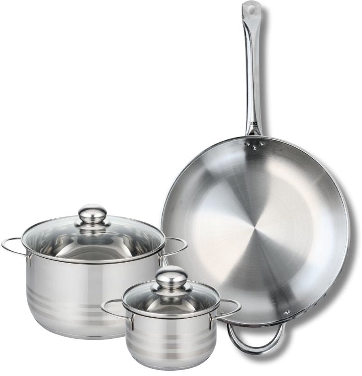Set van 1 Koekenpan 32 cm en 2 braadpannen 14 en 20 cm Elo Profi Brillant