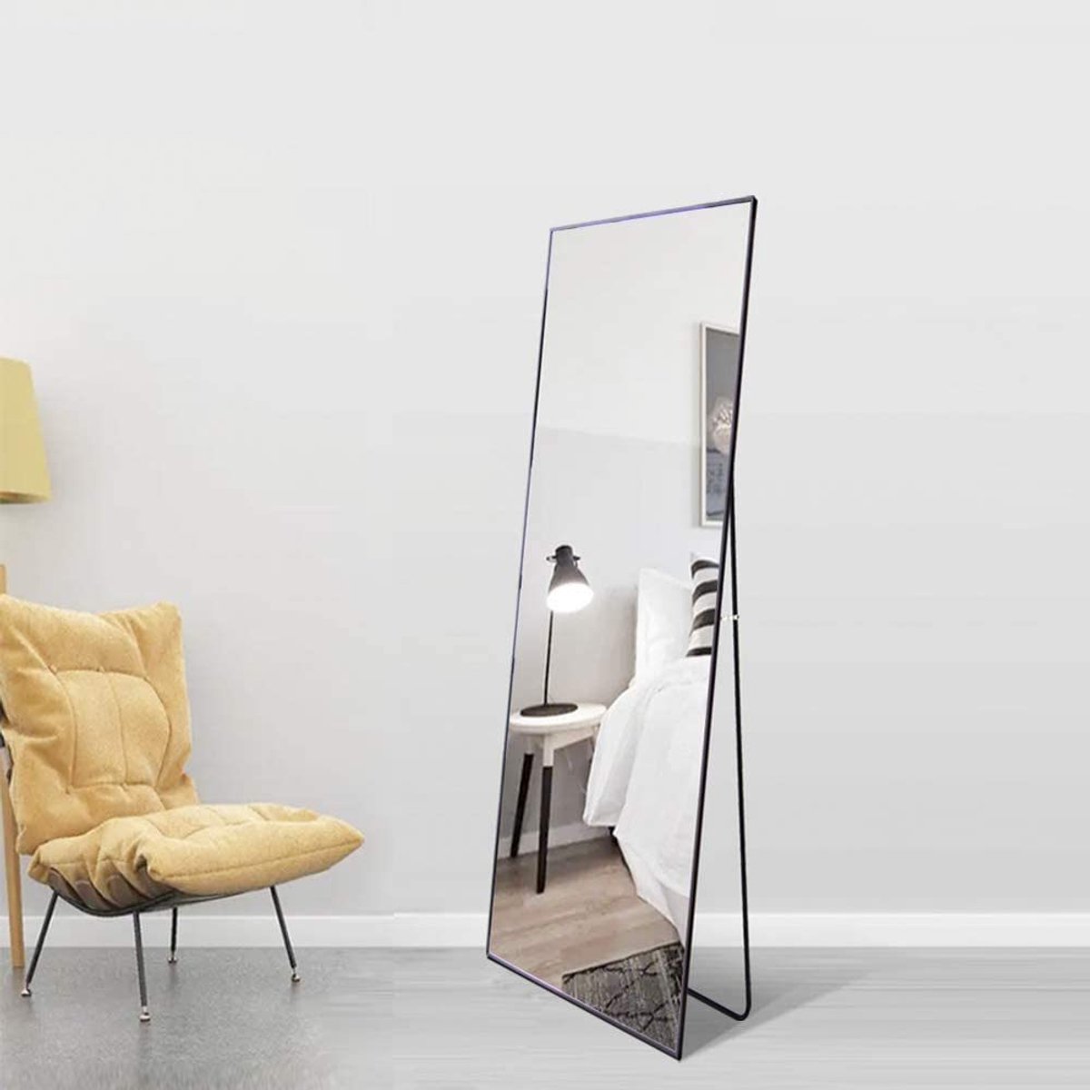 Spiegel - Wandspiegel - make up - staand volledige lengte - passpiegel slaapkamer - 150x40 cm - zwart