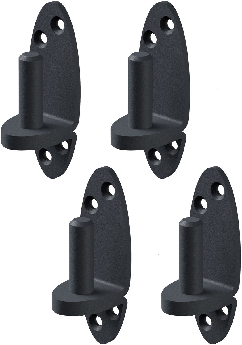 Alberts 852733 Klem om vast te schroeven | Ovado | Ontwerp met DI-haak | grafietgrijze kunststof coating | Doornmaat Ø13 mm | Plaat 102 x 35 mm | Set van 4