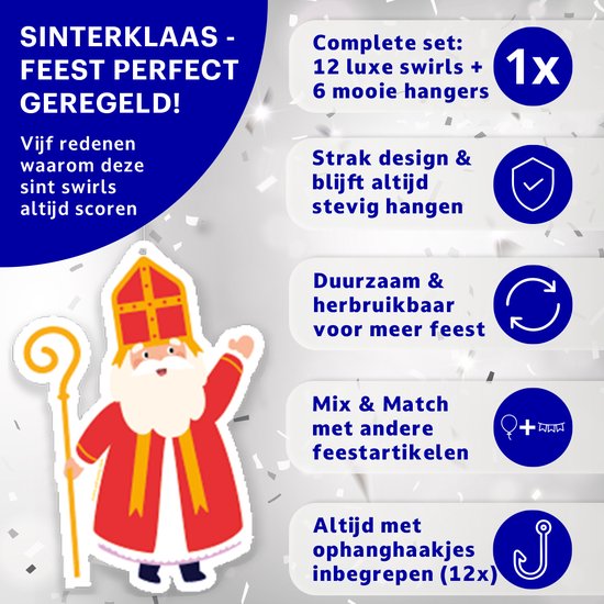 Afbeelding van Sinterklaas met de tekst 'Sinterklaas - Feest Perfect Geregeld!' en productvoordelen.