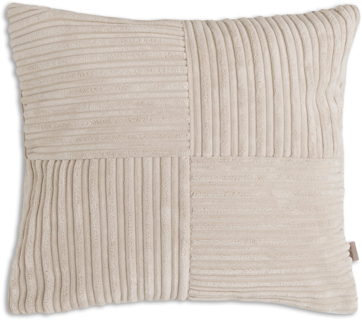 Knit Factory Ritz Sierkussen - Vierkant kussen - Kussen woonkamer - Bank kussen - Decoratie kussen - Modern - Beige - 50x50 cm - Superzacht - Kussenhoes inclusief kussenvulling
