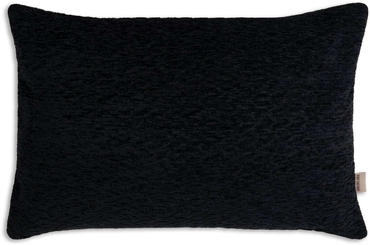 Knit Factory Evita Sierkussen - Rechthoekig kussen - Kussen woonkamer - Bank kussen - Decoratie kussen - Modern - Zwart - 60x40 cm - Kussenhoes inclusief kussenvulling