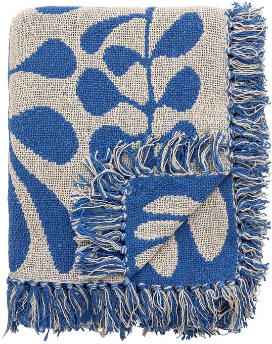 Plaid 130 x 170 cm ecru katoen met getuft patroon met kwastjes kopen? • handgemaakt van Return To Sender 16.22.002