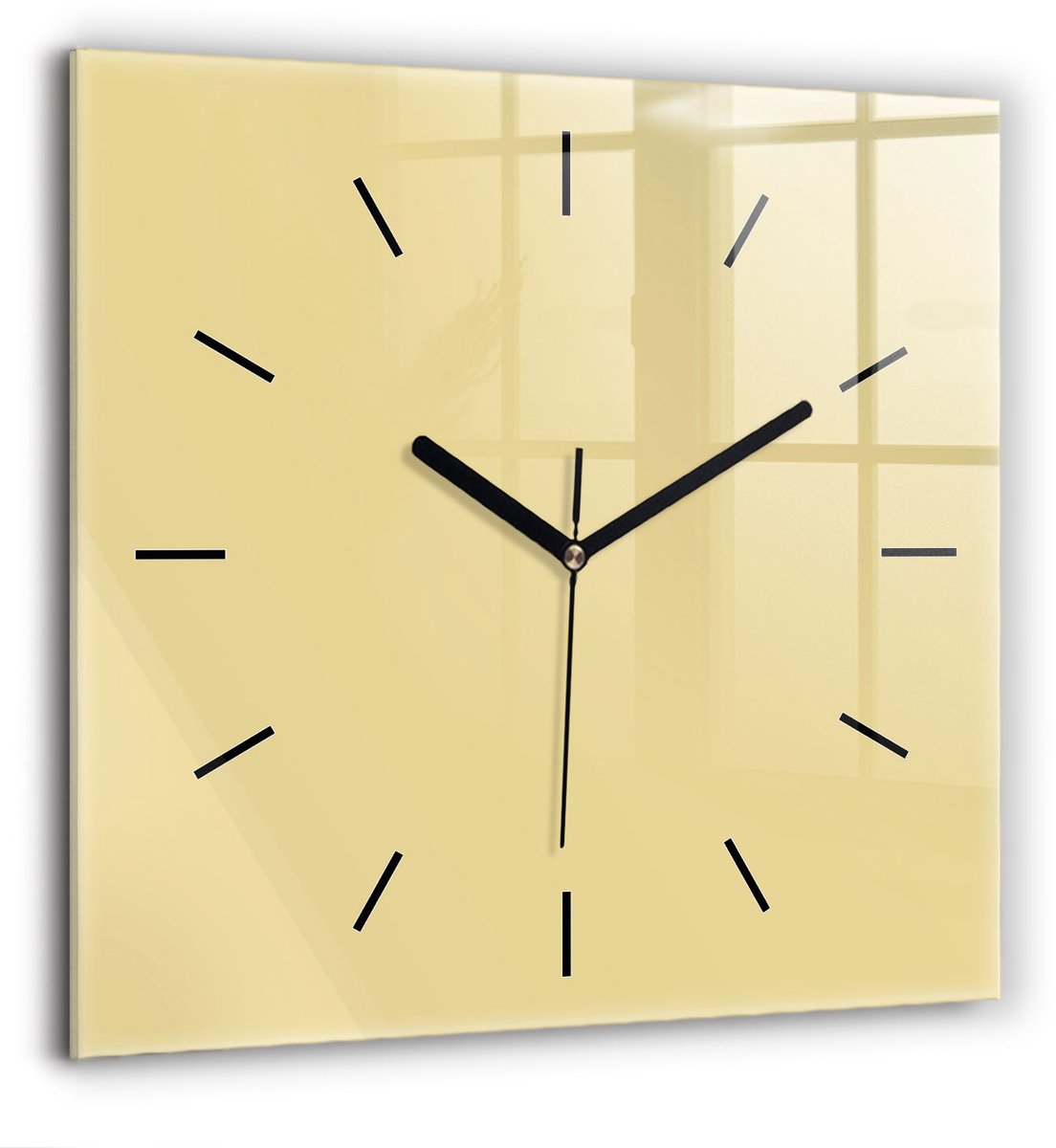Wallfluent Wandklok - Romig Vierkante Glazen Klok - 60 cm x 60 cm - Romig Wandklok - Zwarte Handen - Wandklok Zonder Cijfers - Stille Wandklok Slaapkamer - Vierkante Glazen Wandklok - Industrieel Wandklok - Vierkante Glas Klok