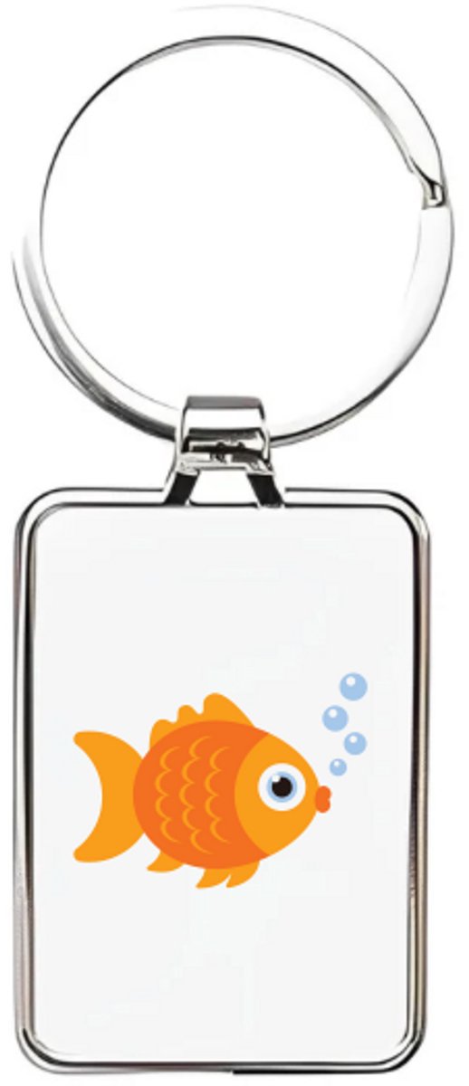 Hacebo® - Goudvissen sleutelhanger rechthoekig - Goudvis - Dieren liefhebbers - sleutelhangers - Vissen - aquarium - huisdieren - rechthoekige sleutelhanger - 3 x 7.8 CM