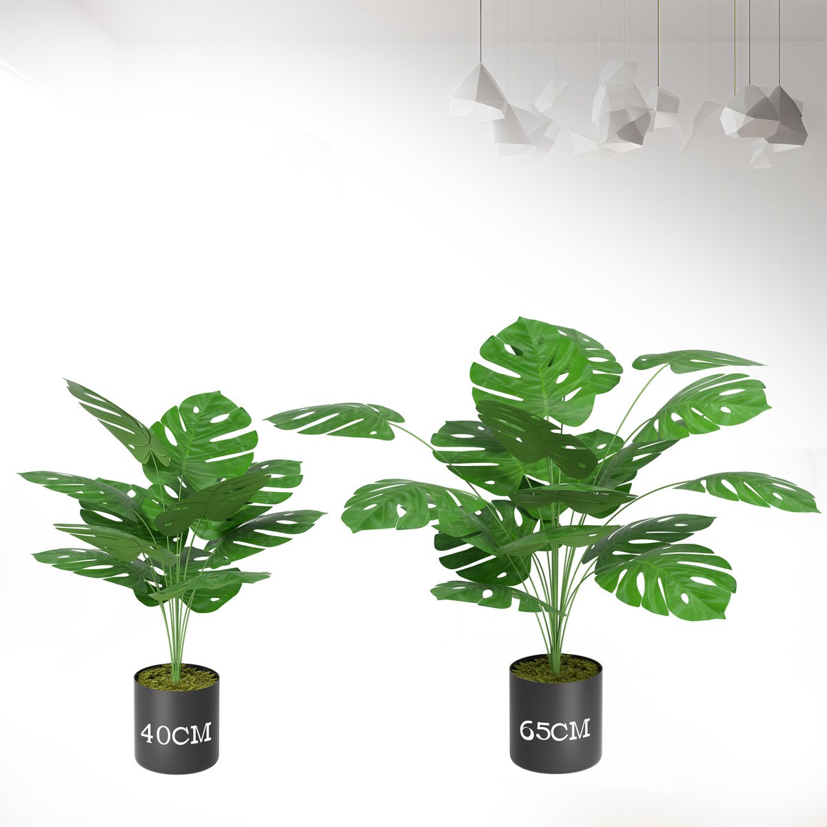 LZQ 40 cm Kunstplant Met Potten, Kleine Kunstmonstera Potplant Voor Buiten, Woonkamer, Balkon, Slaapkamer, Kamerdecoratie Groen