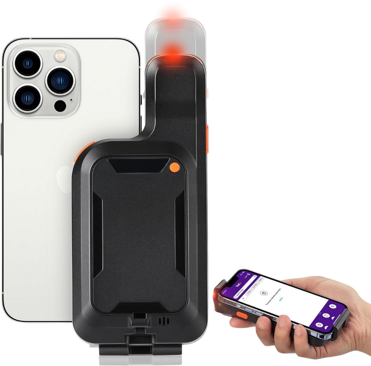 Barcodescanner voor Mobiel iOs en Android - Bluetooth Clip-on - Accu 12 uur - QR, Barcode, EAN - Geschikt voor elk model