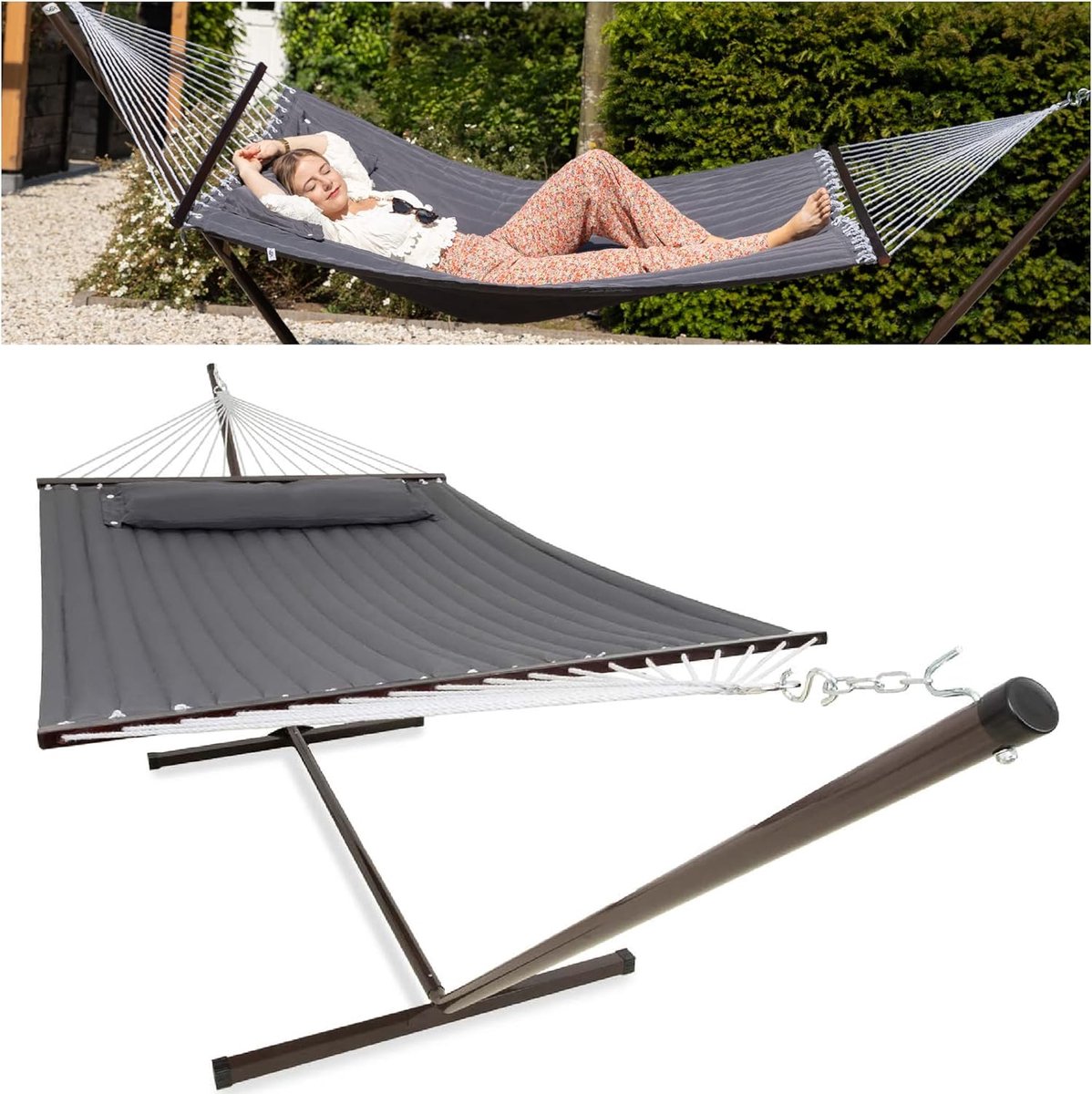 Hangmat met Frame voor Buiten tot 2 Personen - Weerbestendig en UV-bestendig