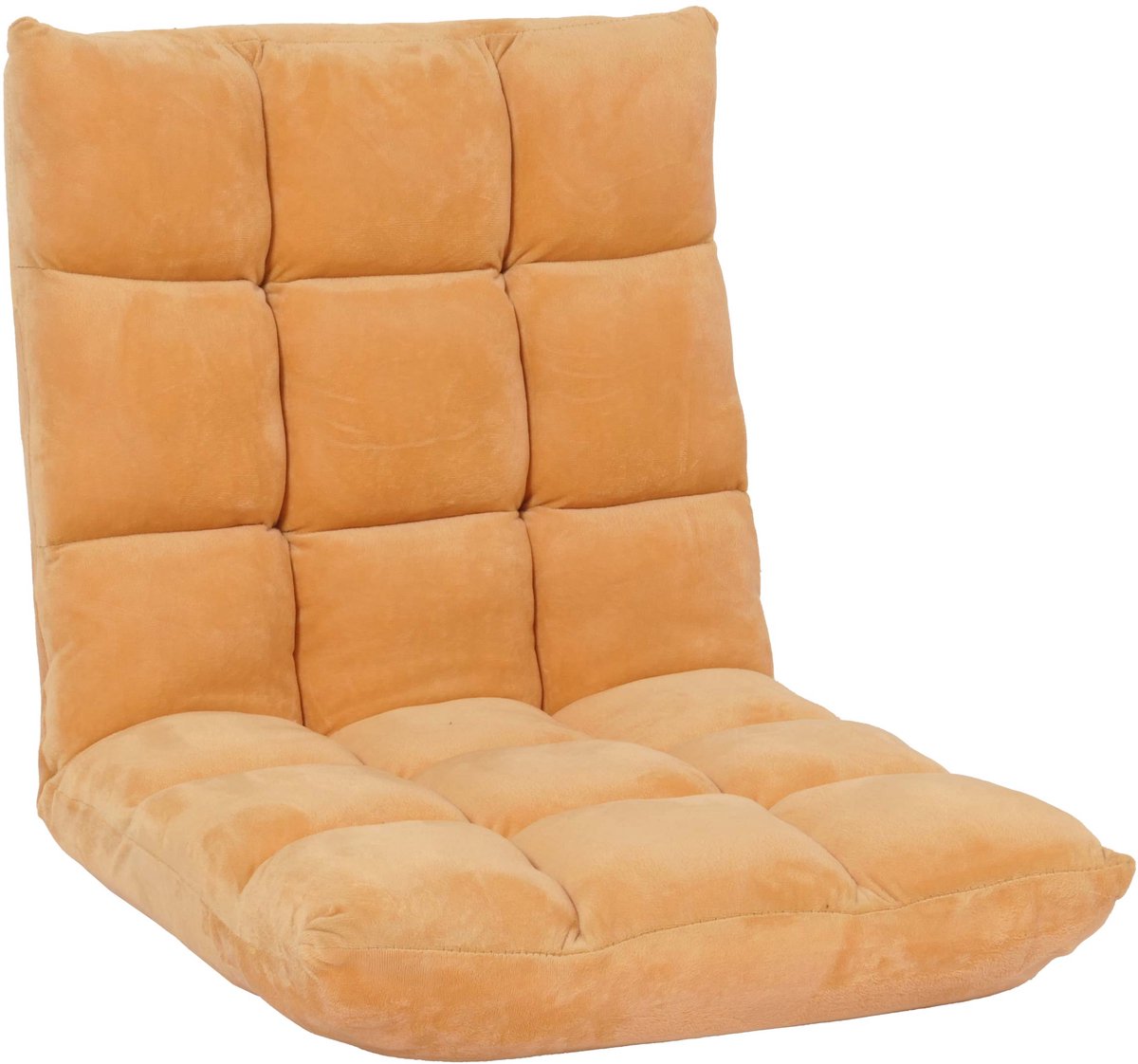 MCW Vloer fauteuil MCW-N43, relax vloer kussen opklapbare fauteuil 6 ligstanden, stevig frame fluweel ~ lichtbruin