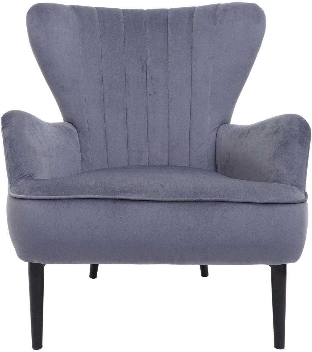 MCW Loungestoel MCW-K37, cocktailstoel, gestoffeerde stoel, fluweel (280 g/m²) ~ grijs