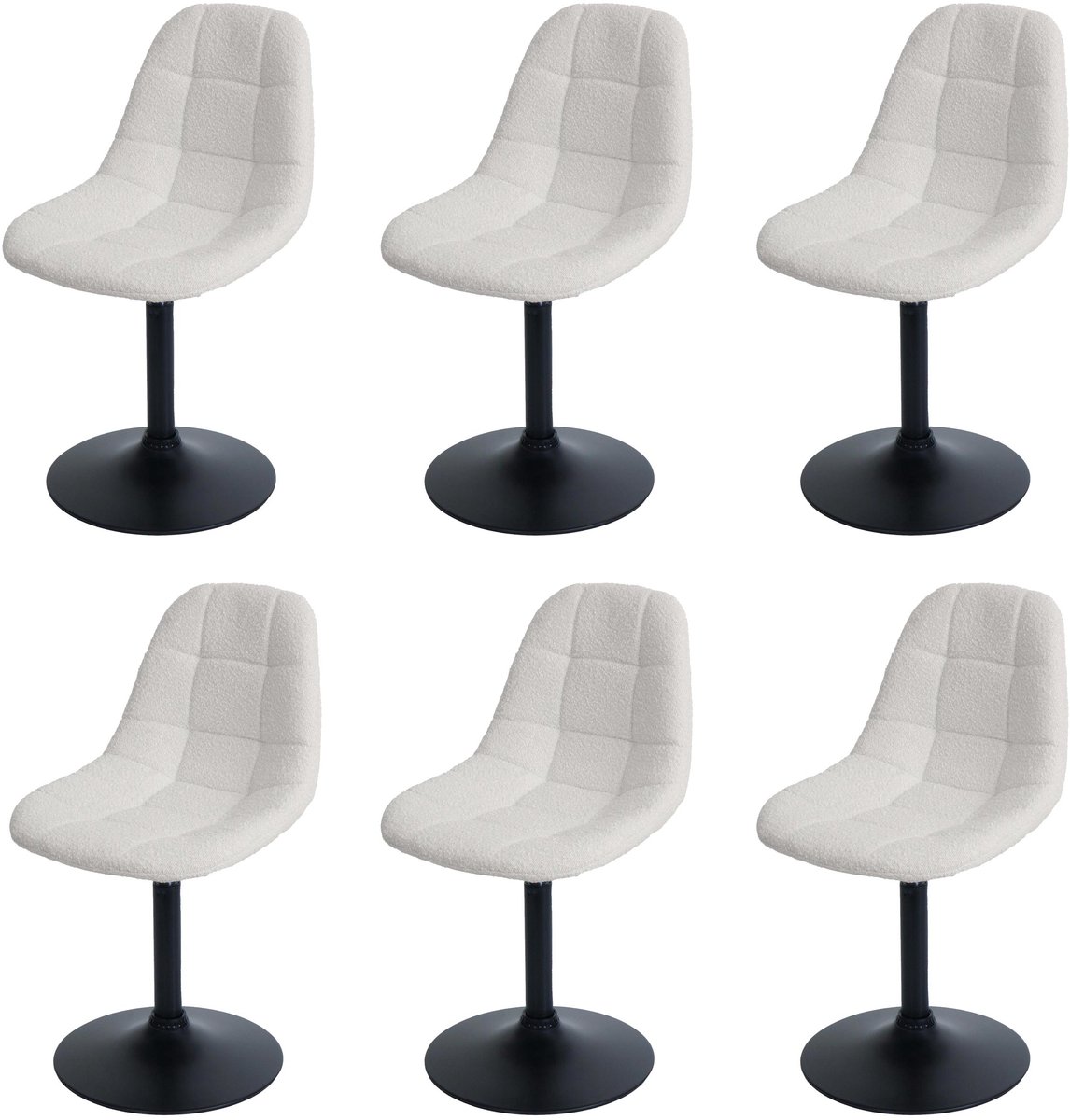 MCW Set van 6 eetkamerstoelen MCW-A60, keukenstoel, draaistoel, staal, MVG-stof/textiel bouclé (450 g/m²) ~ crème