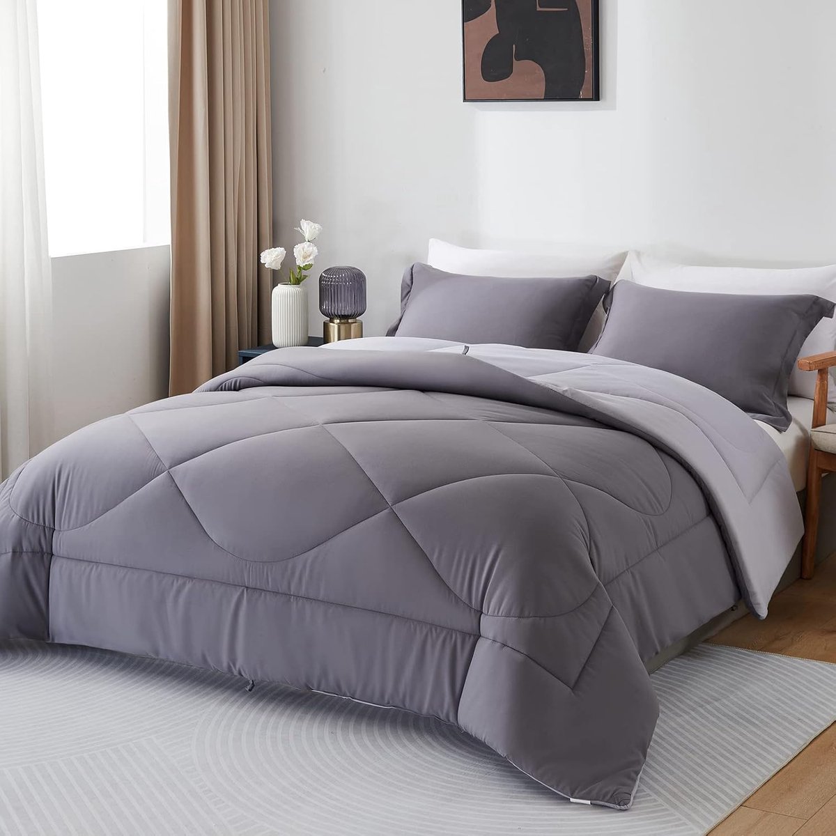 Omkeerbaar Dekbed 240 x 220 cm - 4 Seizoenen Microvezel Dekbedovertrek - Zachte Slaapdeken