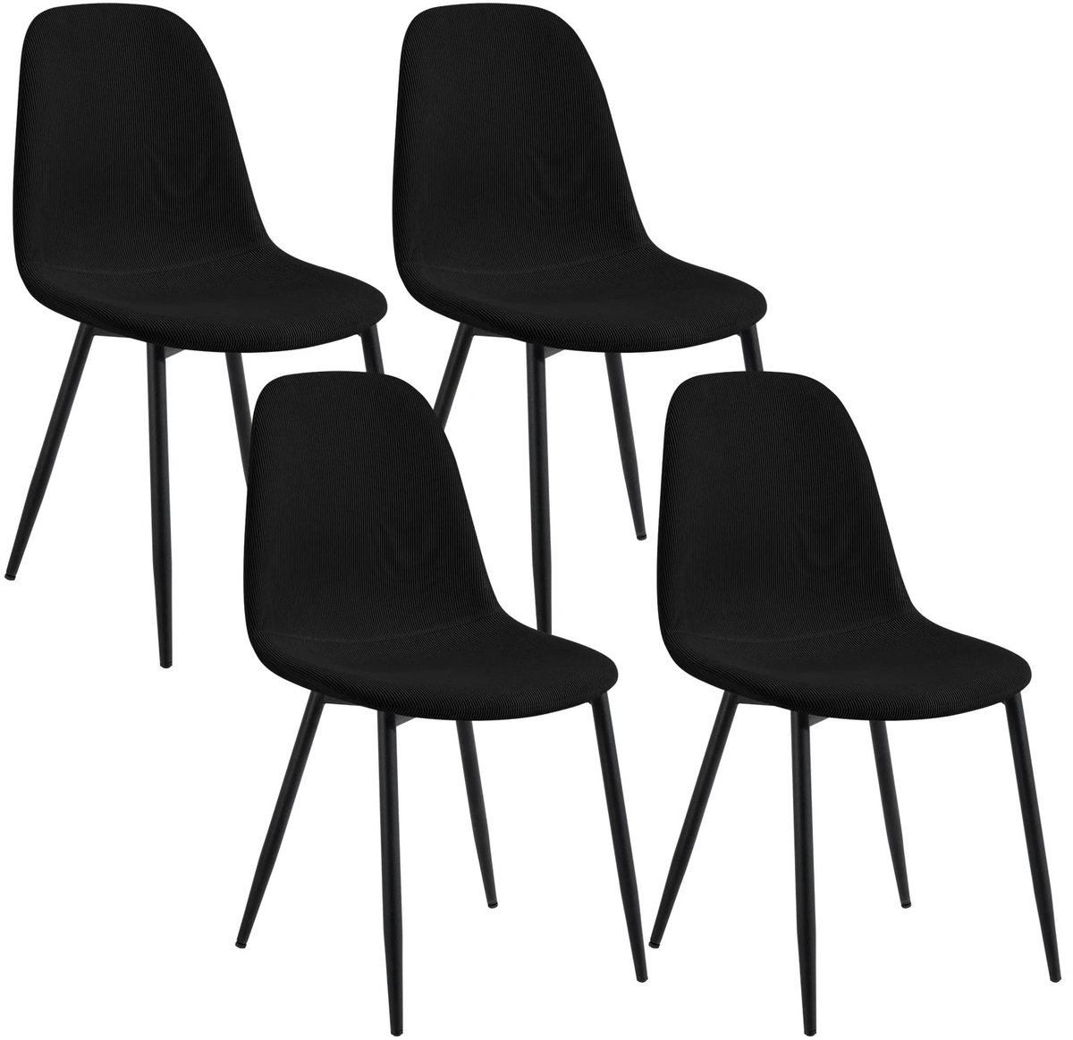 Cozy Cottage® 4-delige Set Eetkamerstoelen – Ergonomische Scandinavische Stoelen – Keukenstoelen met Rugleuning – Comfortabele Gestoffeerde Zitting – Voor Keuken, Woonkamer & Restaurant - 4 stuks - Zwart