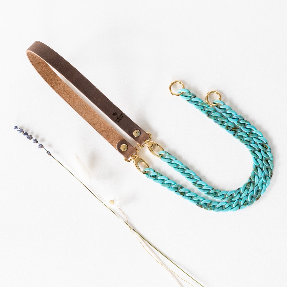 The Leather Rebel - Telefoonkoord - buffel bruin - aqua
