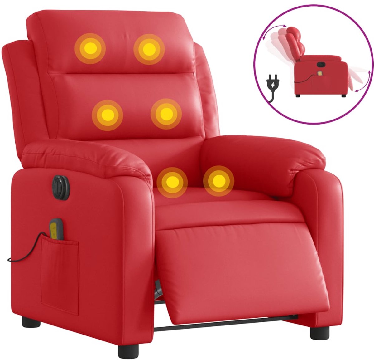 vidaXL Massagestoel - verstelbaar - elektrisch - kunstleer - rood